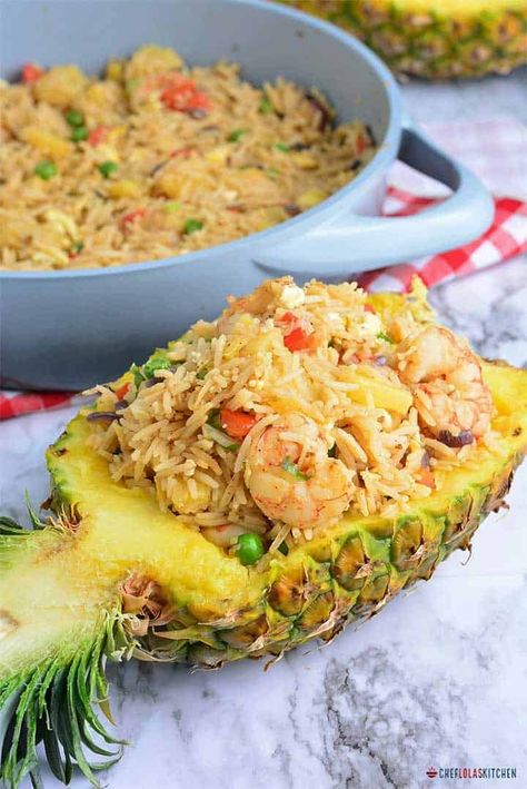 Easy Shrimp Pineapple Fried Rice Tasty Fried Rice, Pineapple Shrimp, Pineapple Rice, Bar Restaurant Design, Pineapple Fried Rice, Quick Meal Prep, Perfect Rice, Grilled Tofu, Shrimp Fried Rice