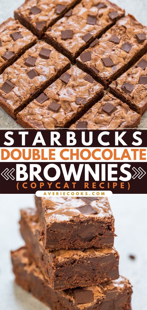 Starbucks Brownie Recipe, Homemade Brownie Recipe, Starbucks Chocolate, Cocoa Powder Recipes, Homemade Brownie, Double Chocolate Brownies, Brownies Recipe Homemade, Copycat Starbucks, Copycat Starbucks Recipes