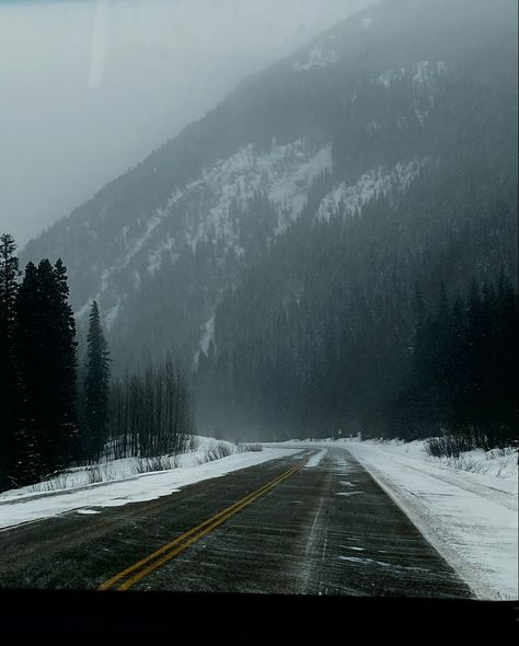 Winter Aesthetic Snow, British Colombia, Aesthetic Snow, Snow Aesthetic, Snow Trees, Road Pictures, Mountain Aesthetic, Mountains Aesthetic, Forest Aesthetic