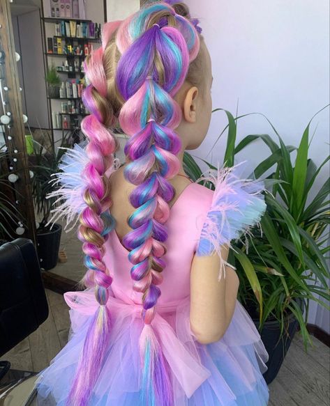 Festival Hair Braids, Elegance Hair, Unicorn Hair Color, Choppy Hairstyles, Beautiful Braided Hair, Barbie Hair, Hair Color Pastel, Unicorn Hair, Braids For Kids