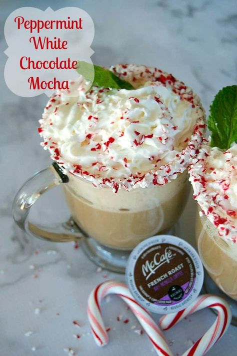 Peppermint Coffee Recipe, Peppermint White Chocolate Mocha, White Chocolate Hot Cocoa, Peppermint Mocha Recipe, Peppermint White Chocolate, Peppermint Coffee, Peppermint Latte, Nespresso Recipes, Mocha Recipe