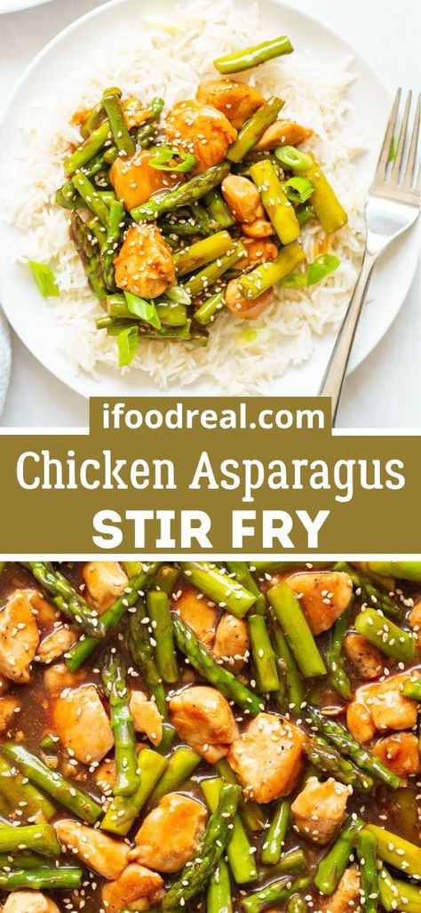 Chicken Asparagus Stir Fry with juicy chicken, tender asparagus, and coated in a savory sauce. It’s ready in 25 minutes! Asparagus And Chicken Stirfry, Keto Chicken Asparagus Recipes, Chicken With Asparagus Recipes, Chicken Asparagus Recipes, Chicken And Asparagus Recipes, Chicken Asparagus Recipe, Chicken Asparagus Stir Fry, Chicken And Asparagus Stir Fry, Asparagus Stir Fry Recipes