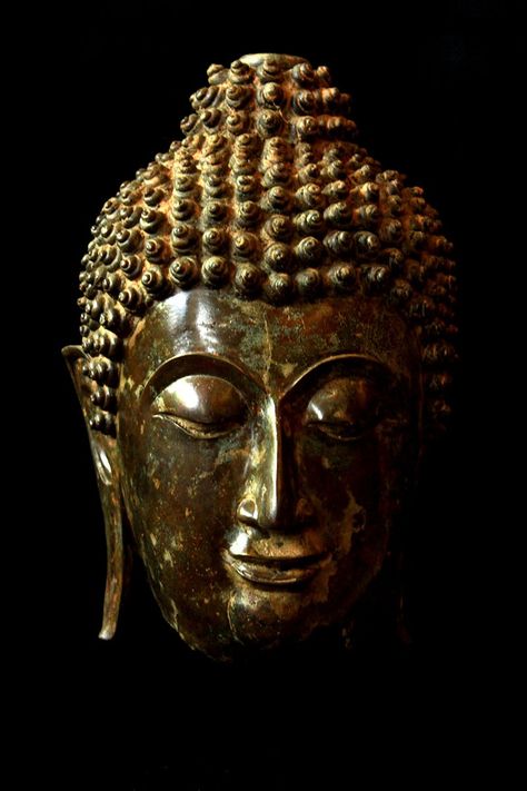 19C Bronze Chiangsang Buddha Head # B02-28 Buddha Sculpture, Buddha Statues, Buddha Head, Buddha Image, Art Sketches, Buddha Statue, Thailand, Statue, Sculpture