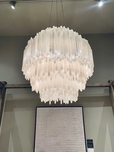 RH Restoration Hardware 32" Round Selenite Chandelier. AMAZING! Selenite Light Fixture, Rh Chandelier Restoration Hardware, Restoration Hardware Foyer, Selenite Chandelier, Desert Pools, Rh Chandelier, Rh Lighting, Restoration Hardware Chandelier, Lake Simcoe