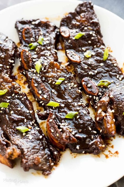 Beef Short Ribs Recipe Instant Pot, Flanken Short Ribs Recipe Instant Pot, Korean Short Ribs Instant Pot, Flanked Short Ribs Recipe, Instant Pot Beef Ribs, Short Ribs Instant Pot, Kalbi Recipe, Kalbi Short Ribs, Flanken Ribs