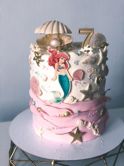 Ariel Birthday Cake Ideas, Princess Ariel Birthday Cake, Ariel Cake Ideas, Ariel Mermaid Cake, Princess Ariel Cake, Ariel Cakes, Happy Birthday Cake Girl, Cake Ariel, Ariel Birthday Cake