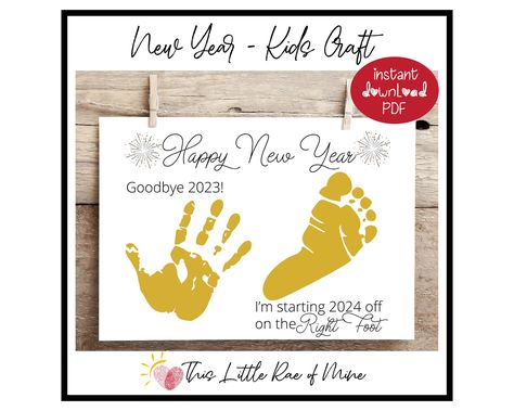 New Year Footprint Crafts, December Infant Crafts, New Years Footprint Art, January Handprint Art, Childcare Ideas, Infant Room, Document Frame, Stylish Wall Decor, Footprint Crafts