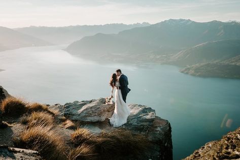 Sophisticated Wedding Gown, Queenstown Wedding, Grace Loves Lace, Remote Island, Mountain Elopement, Elopement Locations, Elopement Wedding, Queenstown, Elope Wedding