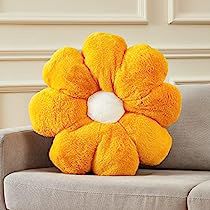 White Fluffy Pillow, Funky Desk, Plush Room, Funky Desks, Burnt Yellow, Small Throw Pillows, Throw Pillows Flower, Flower Throw Pillow, Sunflower Pillow