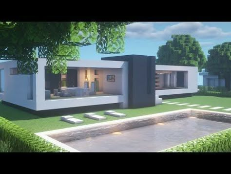 Minecraft Minimalist House, Chalet Minecraft, Minecraft Modern House Designs, Minecraft Modern City, Modern House Minecraft, Modern Minecraft Houses, Case Minecraft, Rumah Minecraft Sederhana, Minecraft Mansion