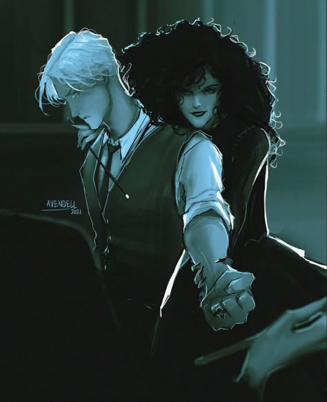 Avendell Dramione, Malfoy Family, Draco Malfoy Fanart, Harry Potter Illustrations, Draco Malfoy Aesthetic, Draco And Hermione, Harry Potter Artwork, Harry Potter Draco Malfoy, Bellatrix Lestrange