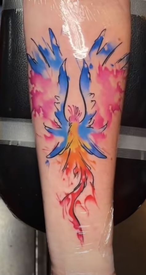 Phoenix Tattoo Forearm, Colorful Phoenix Tattoo, Phoenix Rising Tattoo, Rising Tattoo, Rising Phoenix Tattoo, Phoenix Bird Tattoos, Tattoo Watercolor, Tattoo Forearm, Phoenix Rising