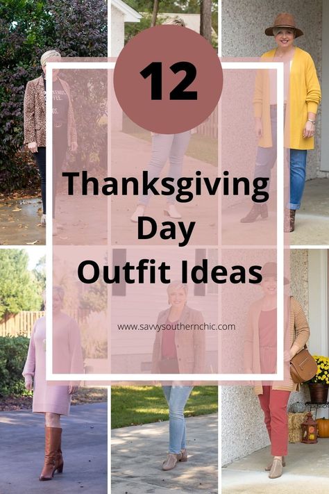 One dozen cute and easy Thanksgiving Day outfit ideas. Don't sacrifice style for comfort- you can have both with these outfit ideas. What To Wear On Thanksgiving Day, Family Thanksgiving Outfits, Thanksgiving Day Outfits, Cute Pants Outfits, Cozy Ideas, Black Pants Outfit, Day Outfit Ideas, Sibling Poses, Dress Up Jeans