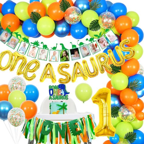 One a Saurus Birthday Decorations, Dinosaur 1st Birthday Party Supplies, One a Saurus Balloon Garland Arch Kit First Birthday Highchair Banner Photo Banner Cake Topper, T-Rex Roar Party Decor for Boy One A Saurus Birthday, Dinosaur 1st Birthday Party, Birthday Decorations Dinosaur, First Birthday Highchair Banner, Dinosaur 1st Birthday, 3rd Birthday Party For Boy, First Birthday Highchair, Boy Birthday Decorations, Birthday Party Packs