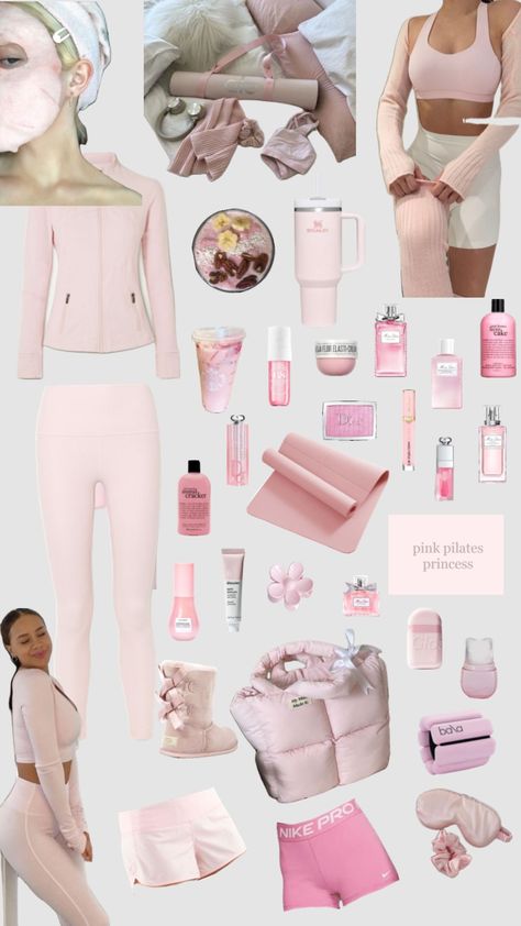 Pink pilates princess !! 🎀🧘🏻‍♀️🎧🍵 Princess Aesthetic Outfits, Pink Pilates Princess, Pretty Pink Princess, Pink Pilates, Pilates Princess, Healthy Girl, Pink Girly Things, Basic Fits, Princess Aesthetic