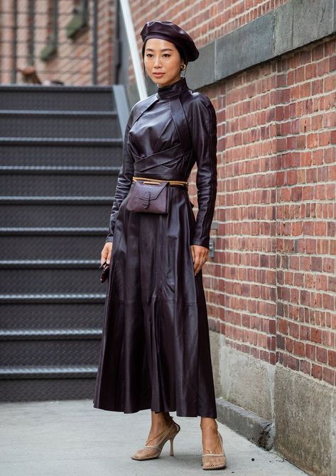 See and Shop Our Who What Wear Leather Dress for Target | Who What Wear Leather Dress Street Style, Fall Dress Trends, Leather Dress Outfit, Street Style New York, Gloves Women, Winter 23, Short Women, Copenhagen Fashion Week, Faux Leather Dress