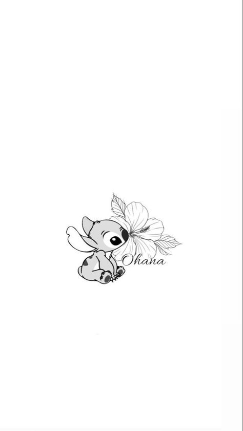 Lilo And Stitch Flower Tattoo, Stitch Tattoo Ideas Ohana, Stitch Fine Line Tattoo, Roo Tattoos, Stitch Outline Tattoo, Tattoo Ideas Stitch, Ohana Means Family Tattoo, Small Stitch Tattoo, Stitch Ohana Tattoo