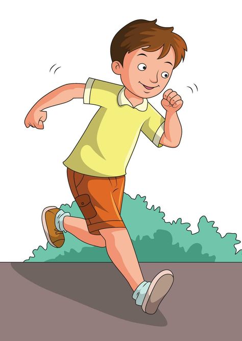 Cute boy running happily vector illustration Running Drawing, Running Illustration, Portraiture Drawing, Cityscape Photos, 2d Animation, Logo Banners, Nature Backgrounds, Background Banner, Vector Logo