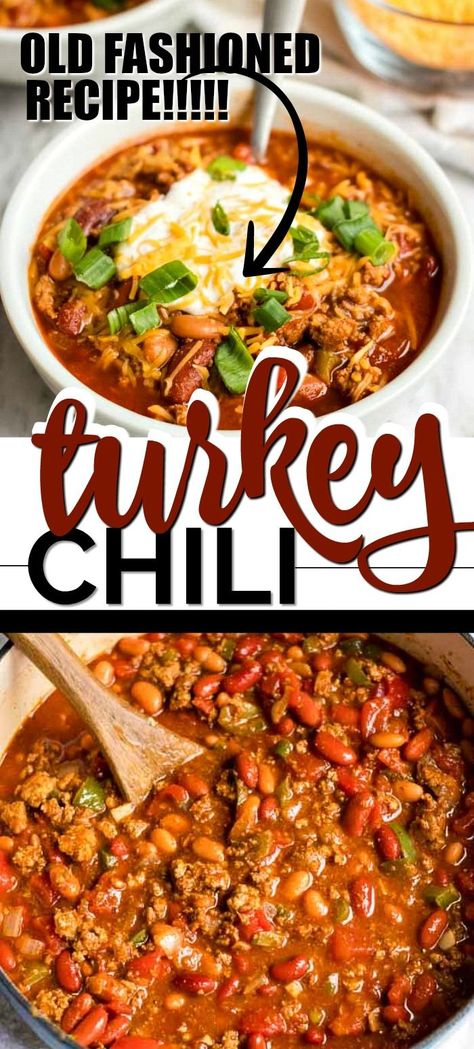 Healthy Turkey Chili Recipe, Turkey Chili Recipe Crockpot, Healthy Turkey Chili, Healthy Chili Recipe Turkey, Turkey Sausage Recipes, Stovetop Chili, Turkey Leg Recipes, Turkey Chili Crockpot, Turkey Chili Healthy