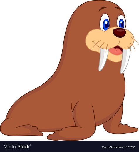 Walrus Cartoon, Cute Walrus, Phonics Cards, Zoo Art, Cartoon Download, Web Blog, Banner Printing, Facebook Image, Art Clipart