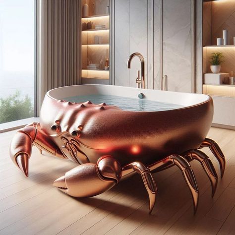 Crab-Shaped Bathtub: The Ultimate Guide to Unique Bathing Experiences Amazing Bedroom Designs, Unusual Furniture, Beach Theme Bathroom, Octopus Design, Bathtub Design, Inspired Interiors, Beach Themed Party, Bathroom Decor Ideas, Kitchens And Bedrooms