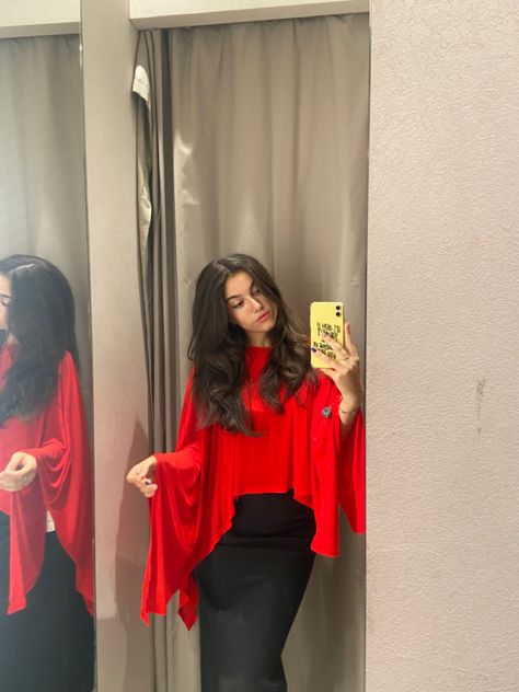 #girl #red #redlipstick #redaesthetic #poncho #classy #outfits #fit #skirt #newhaircut #newhair #newhairstyle #layers Fit Skirt, New Haircuts, Red Aesthetic, Aesthetic Outfits, Classy Outfits, New Hair, Skirt, Red