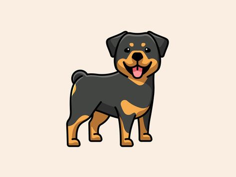 Rottweiler by Alfrey Davilla | vaneltia on Dribbble Rottweiler Dog Drawing, Cute Rottweiler Drawing, Rottweiler Cartoon Drawing, Puppy Cartoon Drawing, Cute Dogs Drawing, Dog Cute Drawing, Cartoon Rottweiler, Cute Dog Drawings, Rottweiler Drawing