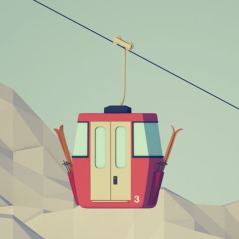 Ski Lift Cable Car on Behance Ski Lift Illustration, Ski Illustration, Ski Artwork, Sport Graphics, Ski Lodge Decor, Vintage Ski Posters, Ski Art, Ski Posters, Sports Graphics