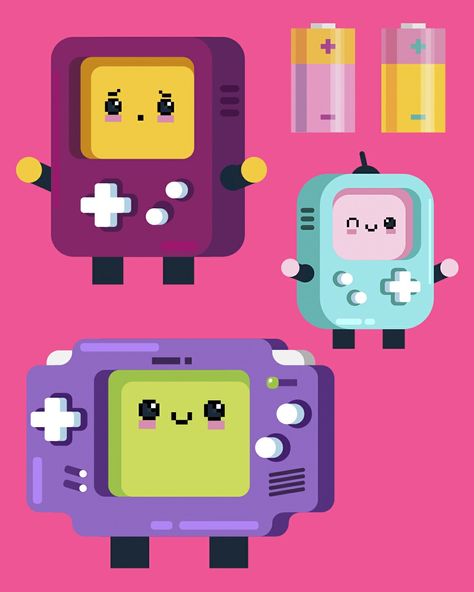 #console #retro #vectorart #chibi #cute #inspiration #art Retro Console, Logo Retro, Retro Logos, Game Boy, Inspiration Art, Nintendo Consoles, Pixel Art, Vector Art, Gaming Products