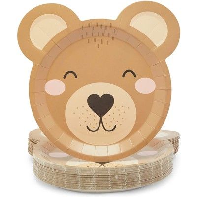 Excited Baby, Baby Hunter, Baby Shower Plates, Birthday Party Plates, Plastic Party Plates, Bear Baby Shower Theme, Baby Boy Shower Party, Baby Shower Dessert Table, Teddy Bear Party