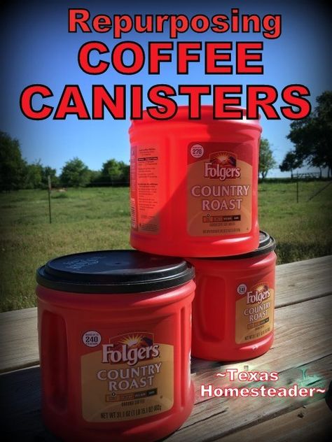 Folgers Coffee Container Crafts, Coffee Can Planter, Rv Crafts, Folgers Coffee Container, Plastic Coffee Cans, Plastic Coffee Containers, Mary's Garden, Coffee Can Crafts, Porch Planter