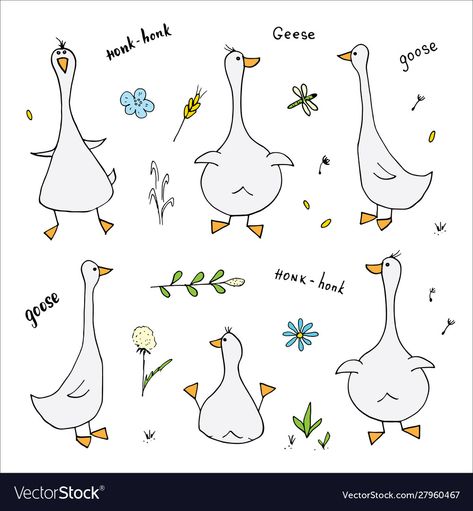 Goose Clipart Cute, Goose Doodle Cute, Cartoon Goose Tattoo, Minimalist Goose Tattoo, Simple Goose Drawing, Silly Goose Tattoo Small, Goose Illustration Cute, Cute Goose Art, Cute Goose Tattoo