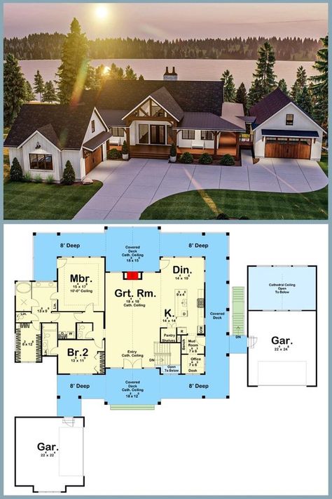 Lake House Floor Plan, Lakehouse Floor Plans, Bar Floor Plan, Lake Bar, Wraparound Deck, Bar Flooring, Housing Design, Lakeside Living, Lake House Plans