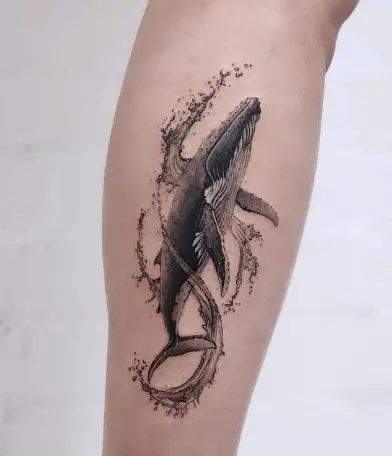 Whale Tattoo Back, Whale Back Tattoo, 52 Hertz Whale Tattoo, Whales Tattoo Ideas, Two Whales Tattoo, Fierce Animal Tattoos, Blue Whale Tattoo, Alberto Martini, Right Whale Tattoo