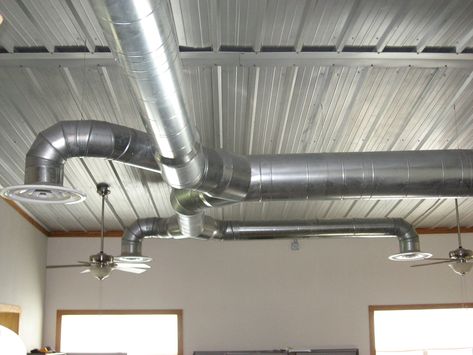 1000+ images about Office exposed ductwork on Pinterest | Cool office space, Loft office and Office spaces Exposed Services, Track Lighting Ideas, Track Lighting Bedroom, Exposed Ductwork, Exposed Basement Ceiling, Black Track Lighting, Hvac Ductwork, Hanging Diffuser, Modern Track Lighting