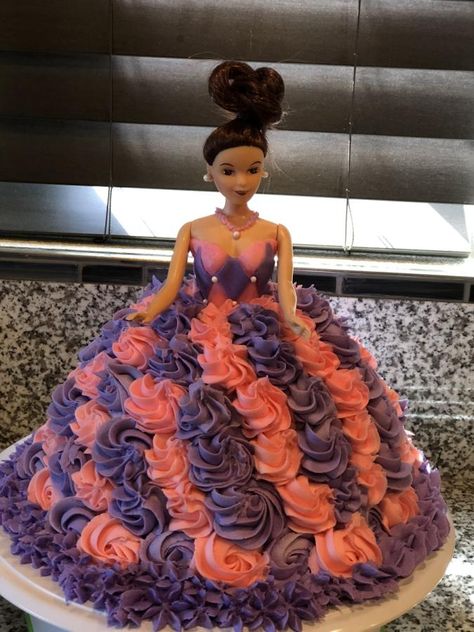 Pink and purple doll cake  - cake by Yezidid Treats Pink And Purple Barbie Cake, Black Barbie Doll, Barbie Doll Cake, Barbie Birthday Cake, Barbie Doll Cakes, Barbie Cake, Doll Cake, Black Barbie, Cake Cake