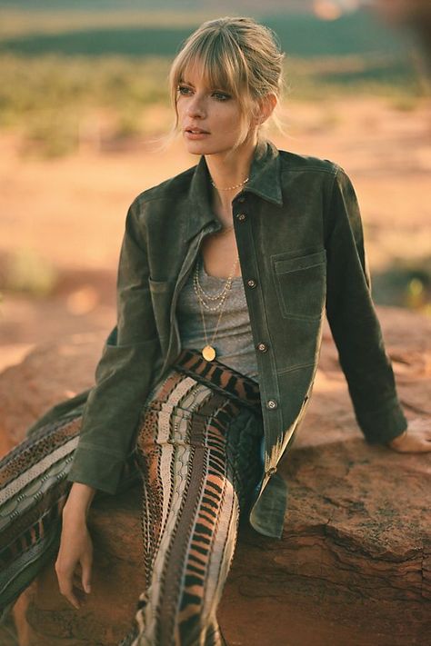 Jackets | Women's Jackets | Anthropologie Green Suede Jacket Outfit, Suede Jacket Outfit, Green Suede Jacket, Plaid Wool Coat, Outfit Boho, Leopard Jacket, Mens Fashion Classy, Column Dress, Jacket Outfit