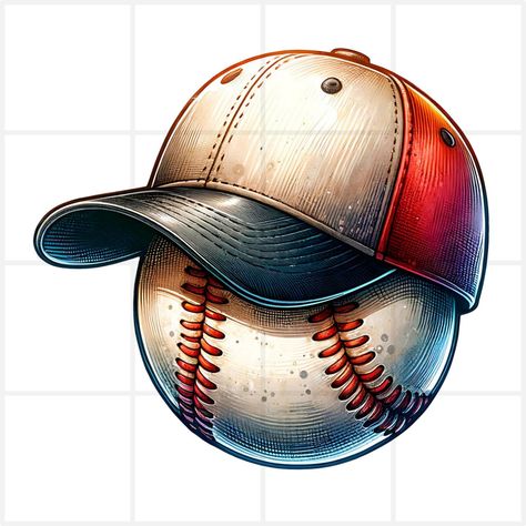 Baseball Hat Drawing, Sport Themed Crafts, Baseball Cricut, Scan N Cut Projects, Baseball Clipart, Travel Baseball, Ball Png, Hat Png, Baseball Ball