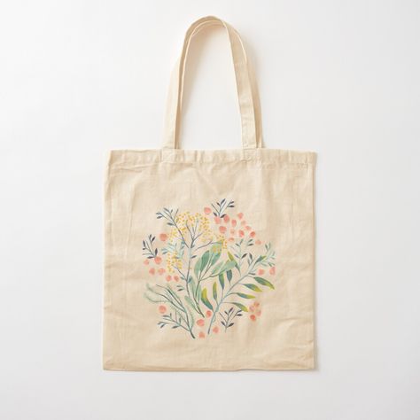 Millones de diseños originales hechos por artistas independientes. Handpainted Tote Bags, Flowers Tote, Painted Tote, Pink And Purple Flowers, Pink Floral Pattern, No Rain, Tote Pattern, Watercolor Flower, Tote Bag Pattern