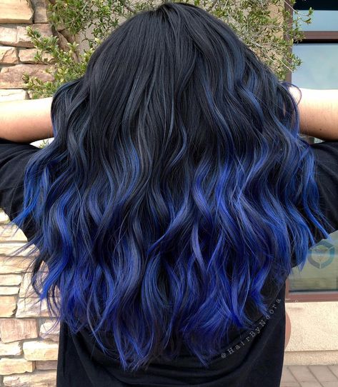 Brown Hair Blue Highlights, Blue Hair Color Highlights, Blue Tips Hair, Blue Brown Hair, Guytang Mydentity, Blue Hair Highlights, Hair Dye Tips, Blue Ombre Hair, Dyed Hair Blue