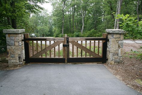 Driveway gate | by Pandorea... Farm Gates Entrance, Entrance Gates Driveway, Gated Entrance, Driveway Entrance Landscaping, Wooden Garden Gate, Farm Entrance, Ranch Gates, Fence Gate Design, Wooden Gate