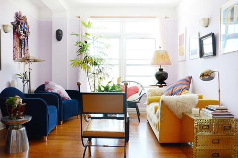 How to Set Up Your Living Room (Without a Focus on the TV) Living Room Without Tv, Apartment Therapy Living Room, Boho Apartment Decor, Narrow Living Room, Colorful Apartment, Latest Living Room Designs, Living Room Setup, Small Living Room Design, Living Room Arrangements