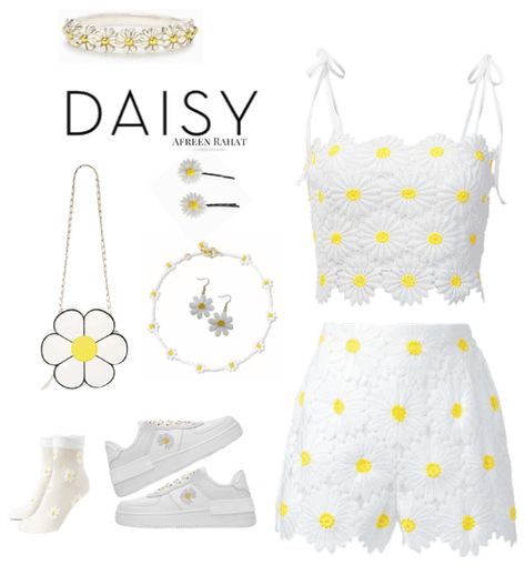 Daisy Outfit | ShopLook Daisy Inspired Outfits, Daisy Aesthetic Outfit, Daisy Print Outfit, Daisy Flower Dress Outfit, Daisy Disneybound, Daisy Outfit, Pants And Shirt, Crochet Outfits, Cloth Flowers