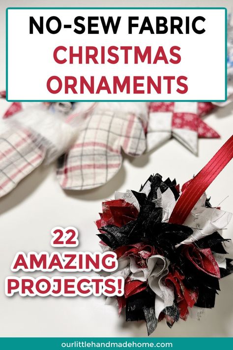 Are you planning a handmade Christmas this year? You'll want to make ALL of these wonderful no-sew quick and easy Christmas ornaments made from fabric! Quick And Easy Christmas Ornaments, Diy Decoupage Christmas Ornaments, Diy Quilted Christmas Ornaments, Burlap Christmas Ornaments, Quilted Fabric Ornaments, Recycled Christmas Decorations, Fabric Christmas Decorations, Sewn Christmas Ornaments, Christmas Decorations Sewing