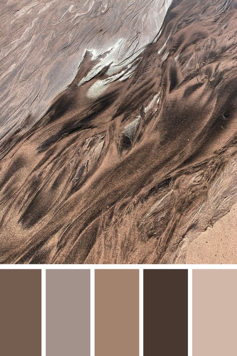 This palette displays a mesmerizing pattern of sand, with warm, earthy tones swirling together. This color palette is ideal for creating a grounding and natural aesthetic in mobile/web UI and branding. Uni Moodboard, Earthy Tones Aesthetic, Masculine Colors, Color Scheme Generator, Colour Shade Card, Earth Colour Palette, Monochrome Landscape, Tone Color Palette, Earth Tone Color Palette