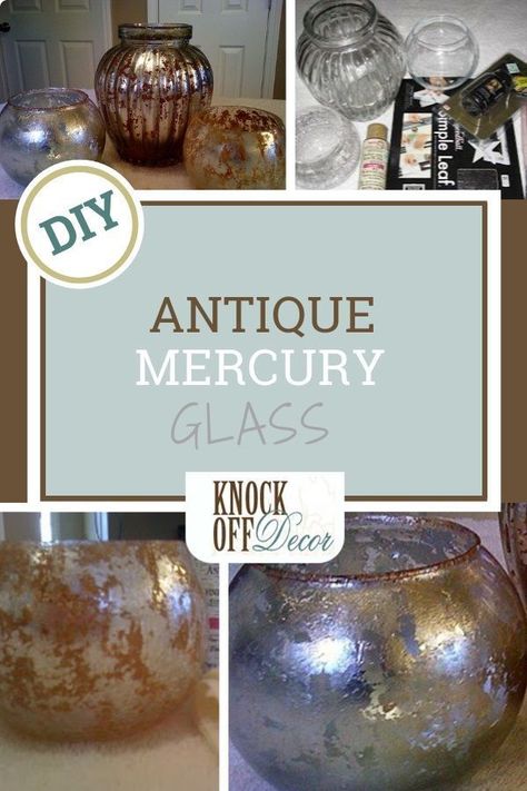 This Antique Mercury Glass offers you  a beautiful accent to add onto your dining room table or your display shelf. This mercury glass makeover looks wonderful. Check out how to make some of your own at KnockOffDecor.com #diycrafts #diyideas #decorideas #diydecor #handmadehomedecor Vintage Bottles Antiques, Mercury Vases, Diy Mason Jar Lights, Glass Pyramid, Mercury Glass Diy, Mercury Glass Vase, Crystal Dishes, Ceramics Art, Dolls Bjd