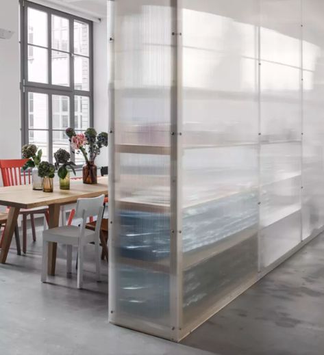 Polycarbonate Furniture, Birch Furniture, Polycarbonate Wall, Translucent Wall, Polycarbonate Panels, Studio Space, Office Interior Design, Contemporary Architecture, Space Design