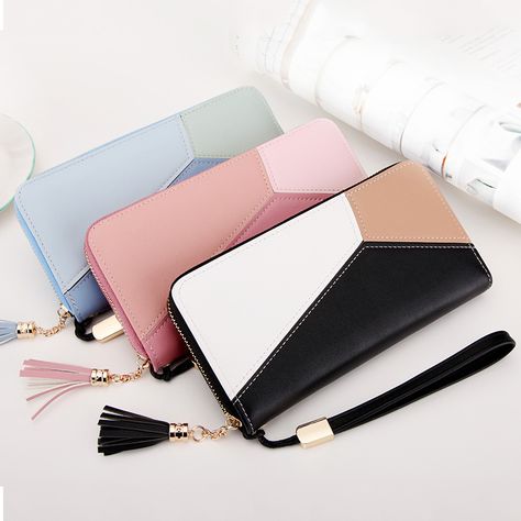 Cash Wallet, Leather Long Wallet, Cheap Purses, Luxury Wallet, Ladies Clutch, Cute Purses, Female Fashion, Leather Bags, Long Wallet