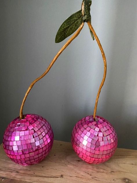 Disco Ball Cherries, Disco Ball Ornaments, Diy Disco Ball, Gazing Balls, Smooth Sailing, Gazing Ball, Candyland Decorations, Pink Acrylics, Valentine Fun