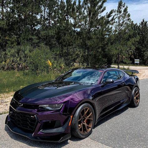 Complete color change on this ZL1 1LE from black to @inozetek midnight purple. All dialed in for @redlinedp These @bcforgedna wheels were… Midnight Purple, Purple Car, Camaro Zl1, American Muscle, Future Car, Auto Body, Be Different, Sports Cars, Dream Cars